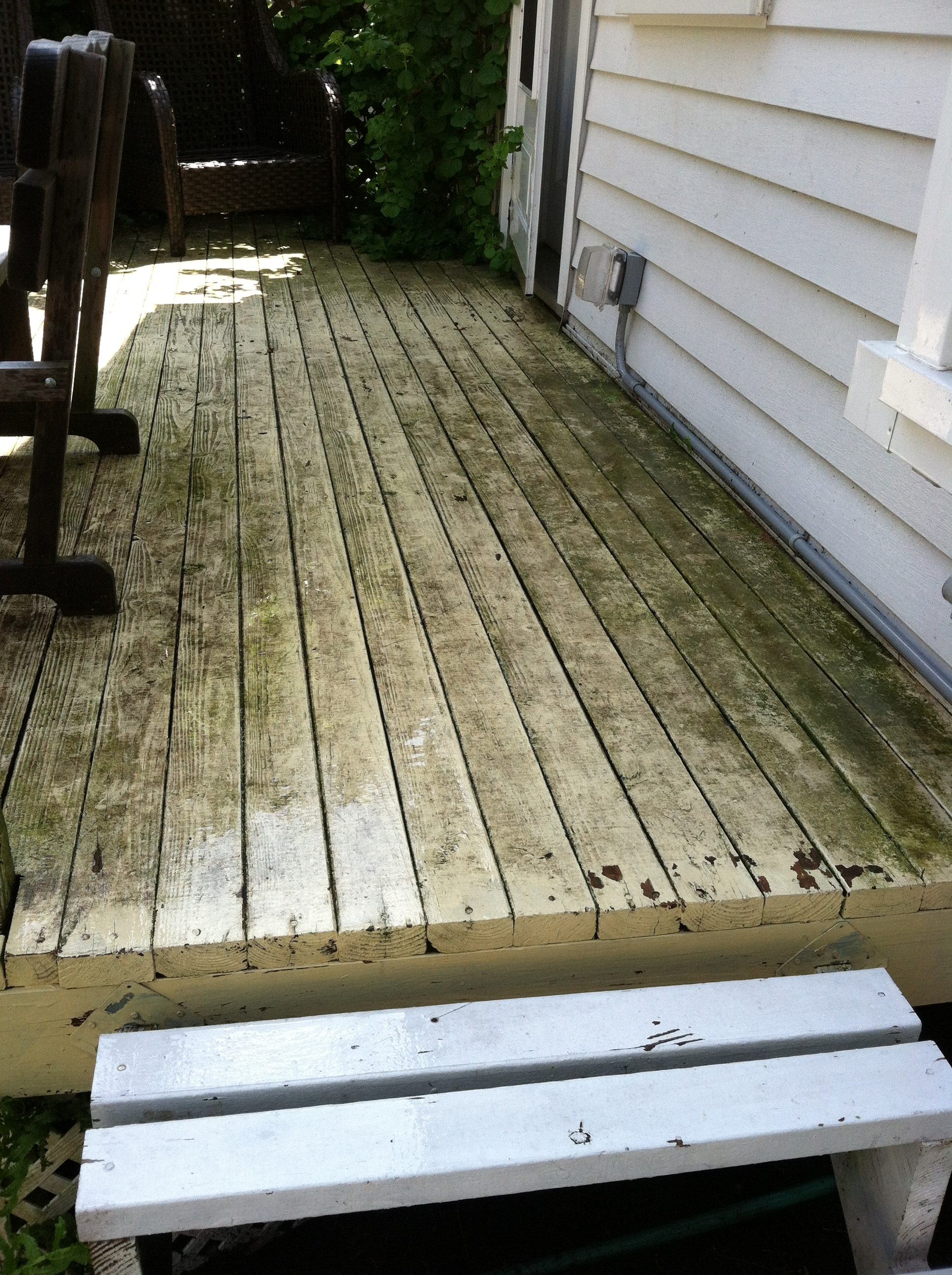 Before: Bay Village Wooden Deck - Pressure Washing & Painting