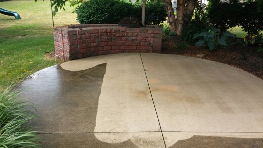 During - Rear Patio Half Pressure Washed in Avon Lake