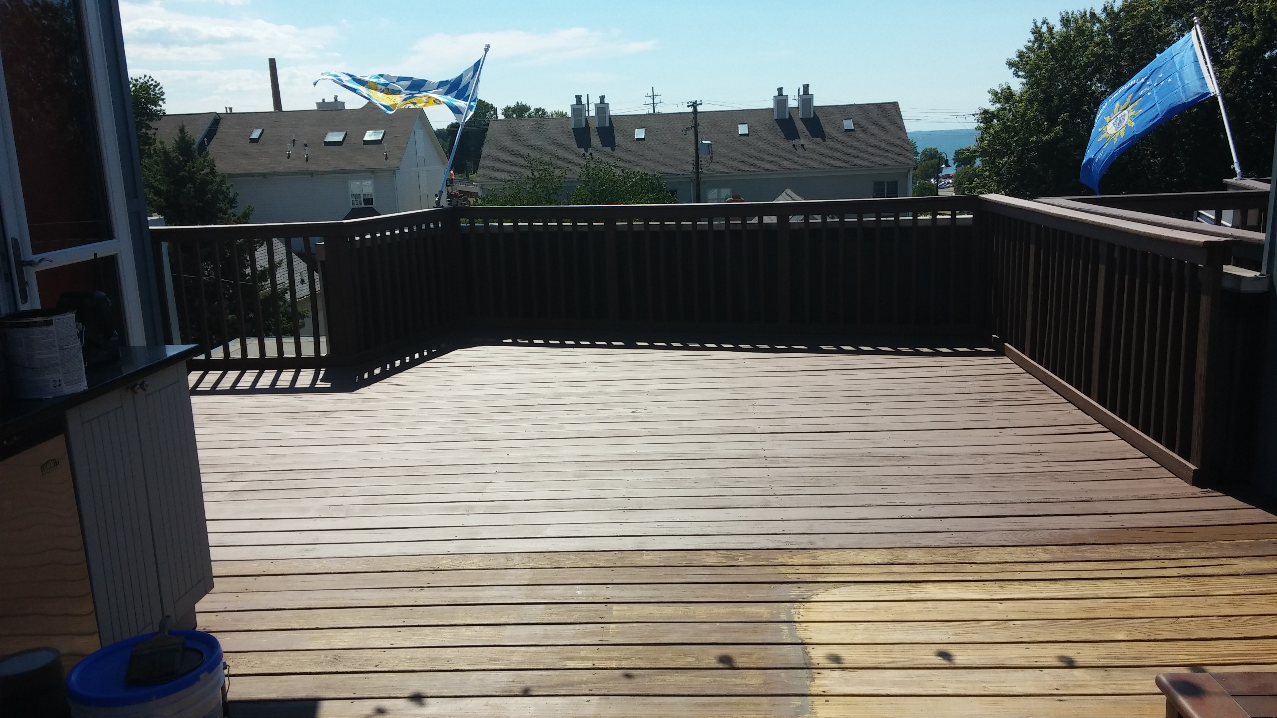 During - Comparison of the Deck Before and the Area Pressure Washed